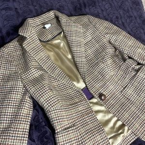 J. Crew Robert Noble Peebles Scotland. Size 4 100% wool plaid/houndstooth outer.